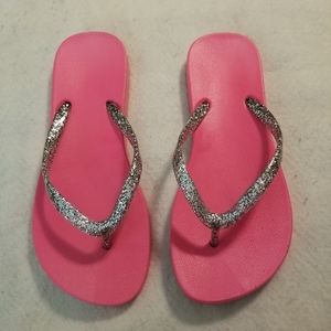 Flip Flops NWOT Hot Pink and Silver